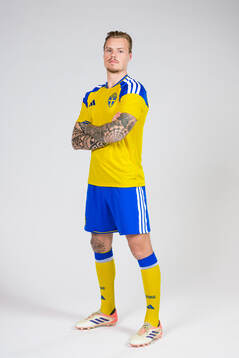 Victor Eriksson of the Swedish national football team poses