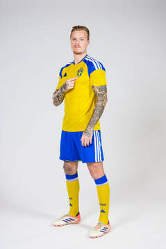 Victor Eriksson of the Swedish national football team poses
