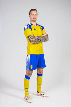 Victor Eriksson of the Swedish national football team poses