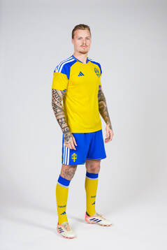 Victor Eriksson of the Swedish national football team poses