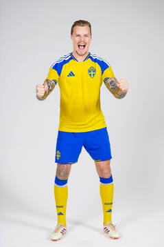 Victor Eriksson of the Swedish national football team poses