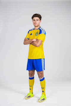 Besfort Zeneli of the Swedish national football team poses