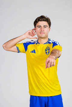 Besfort Zeneli of the Swedish national football team poses