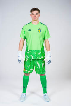 Goalkeeper Melker Ellborg of the Swedish national football