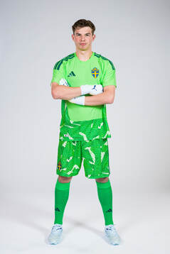 Goalkeeper Melker Ellborg of the Swedish national football
