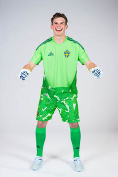 Goalkeeper Melker Ellborg of the Swedish national football