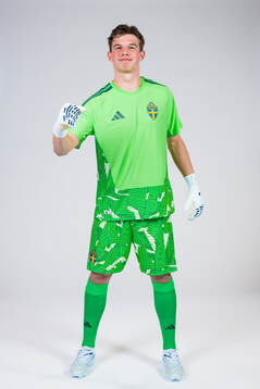 Goalkeeper Melker Ellborg of the Swedish national football