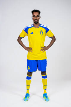 Taha Abdi Ali of the Swedish national football team poses