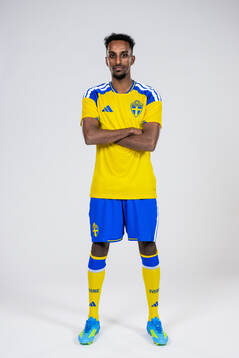 Taha Abdi Ali of the Swedish national football team poses