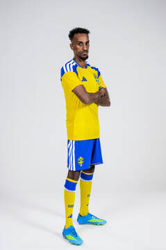 Taha Abdi Ali of the Swedish national football team poses