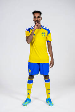 Taha Abdi Ali of the Swedish national football team poses