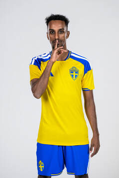 Taha Abdi Ali of the Swedish national football team poses