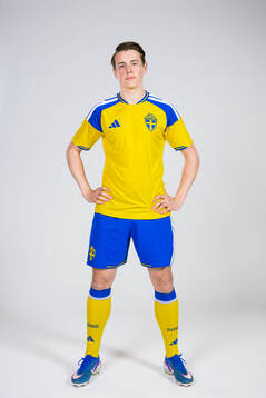 Elliot Stroud of the Swedish national football team poses
