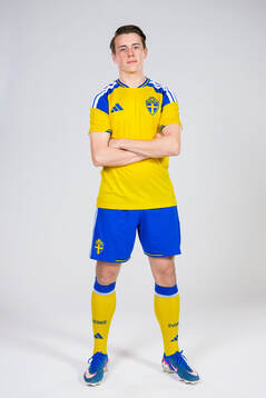 Elliot Stroud of the Swedish national football team poses