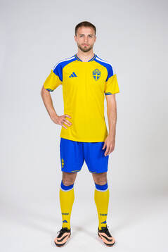 Gustav Lundgren of the Swedish national football team poses
