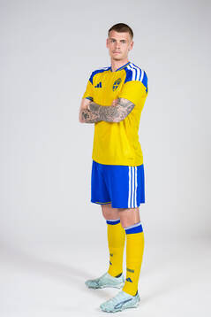 Eric Smith of the Swedish national football team poses for