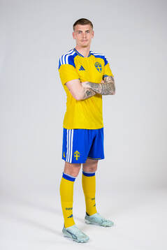 Eric Smith of the Swedish national football team poses for