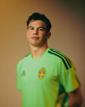 Goalkeeper Melker Ellborg of the Swedish national football