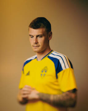 Eric Smith of the Swedish national football team poses for