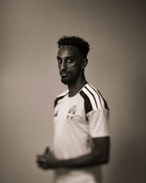 Taha Abdi Ali of the Swedish national football team poses