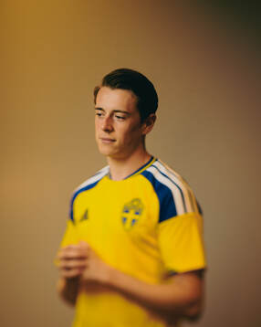 Elliot Stroud of the Swedish national football team poses