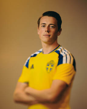 Elliot Stroud of the Swedish national football team poses