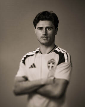 Besfort Zeneli of the Swedish national football team poses