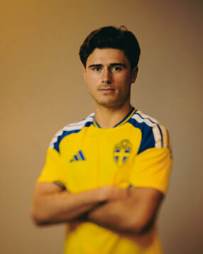 Besfort Zeneli of the Swedish national football team poses