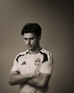 Besfort Zeneli of the Swedish national football team poses