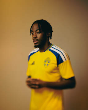 Anthony Elanga of the Swedish national football team poses