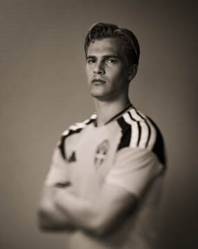 Lucas Bergvall of the Swedish national football team poses