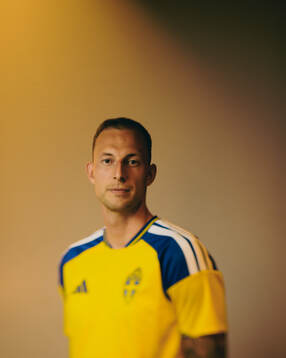 Gustaf Nilsson of the Swedish national football team poses