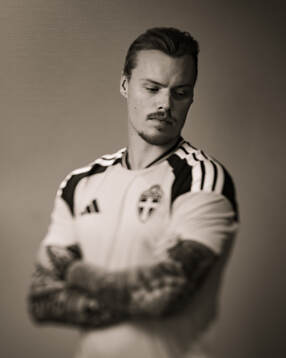 Victor Eriksson of the Swedish national football team poses