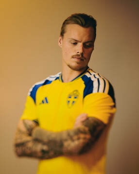 Victor Eriksson of the Swedish national football team poses