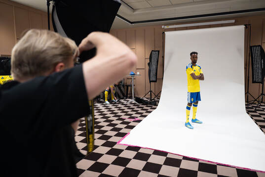 Taha Ali of the Swedish national football team poses for a