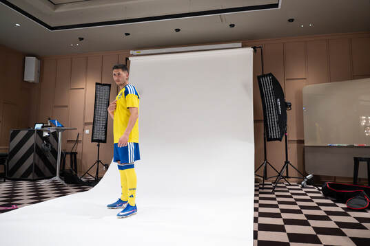 Roony Bardghji of the Swedish national football team poses