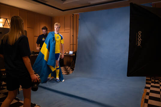 Lucas Bergvall of the Swedish national football team
