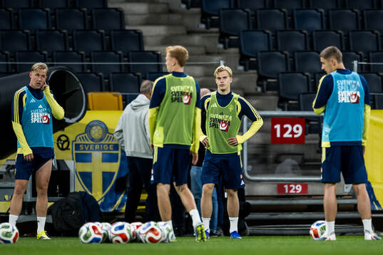 Lucas Bergvall of the Swedish national football team at a