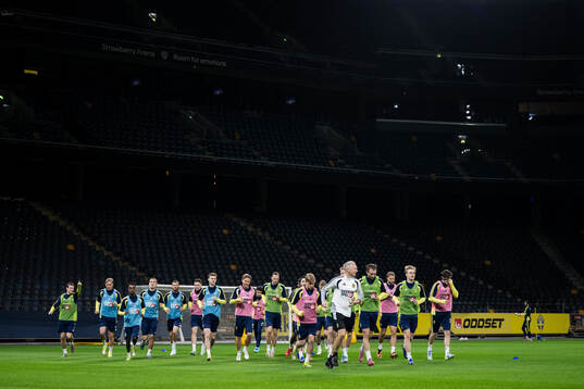 Players of the Swedish national football team at a training
