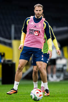 Gustav Lundgren of the Swedish national football team at a