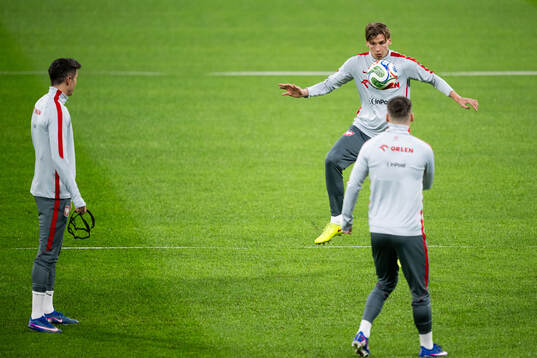 Players of Poland's national football team at a training