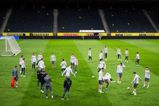 Players of Poland's national football team at a training