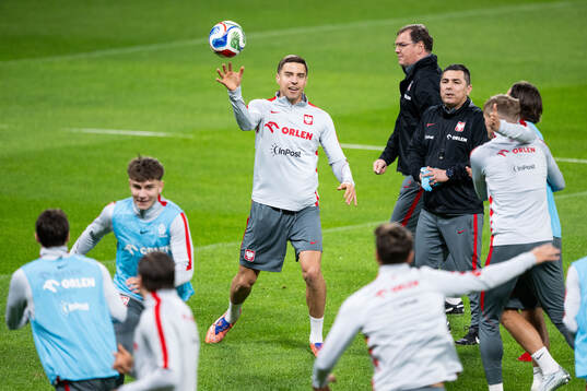 Players of Poland's national football team at a training