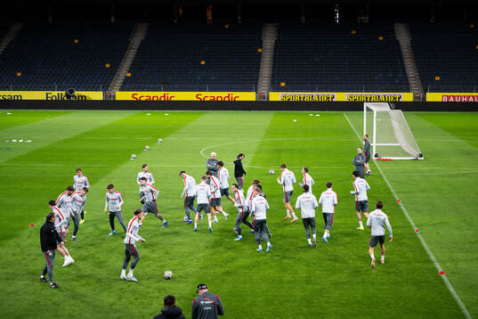 Players of Poland's national football team at a training