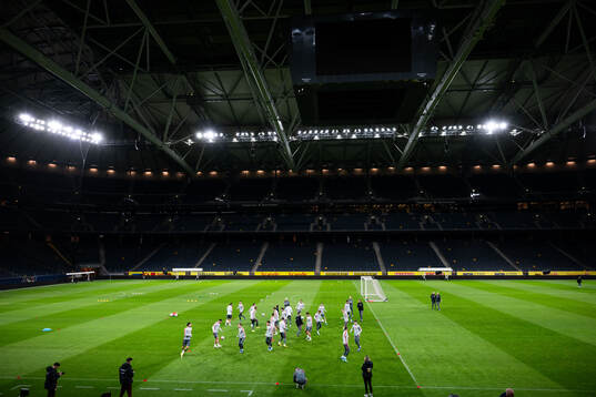 Players of Poland's national football team at a training