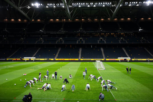 Players of Poland's national football team at a training