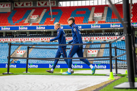 Erling Braut Haaland and Jørgen Strand Larsen of the