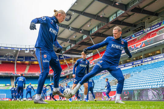 Erling Braut Haaland and Julian Ryerson of the Norwegian