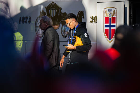 Antonio Nusa of Norway arrives