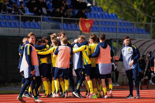 Players of Sweden celebrate